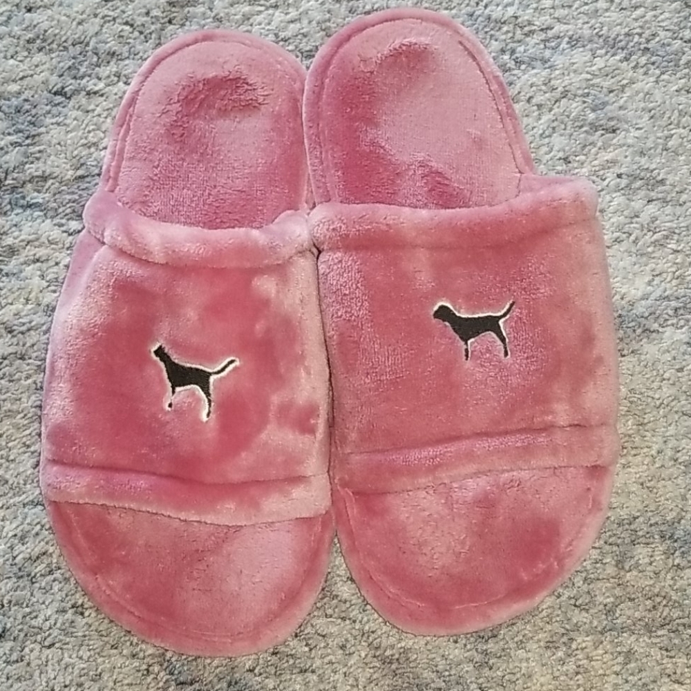 VS Pink Fuzzy Slippers